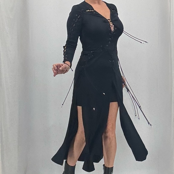 Vintage Y2K Goth Avant Garde Whimsigoth Cosplay Cut Out Corset Dress - Picture 4 of 16